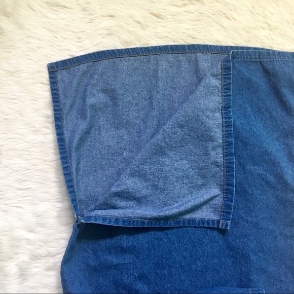 1990s Vintage Denim Maxi Sac Pinafore Dress - Picture 7 of 8